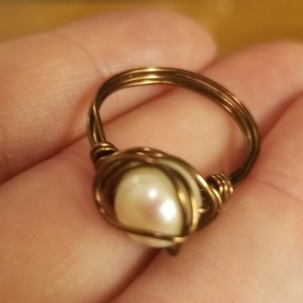 Real pearl wire wrapped ring PM 1355 - Picture 3 of 6
